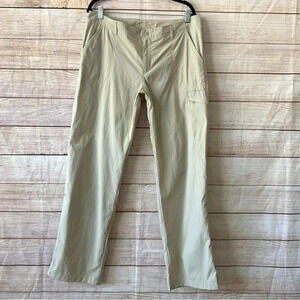 Columbia Performance Fishing Gear Pants Sz 14 Beige Roll Up Straight Wide Leg